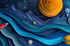 Paper Cut Solar System Background Wallpaper Product Image 1