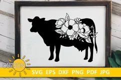 Floral Cow SVG | Cow SVG | Farmhouse SVG Product Image 1