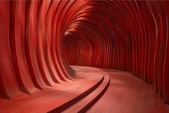 Red wavy tunnel creating a perspective illusion Product Image 1
