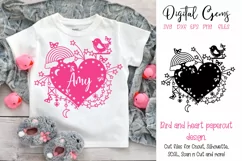 Bird and heart paper cut design SVG / DXF / EPS / PNG files Product Image 1