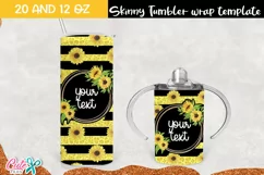 Striped and sunflower day 20 Oz. Skinny Tumbler Product Image 1