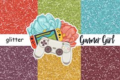 Gamer Girl GLITTER Rainbow For Planner Stickers - JPEG files Product Image 1