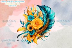 Floral Feather Watercolor Clipart Product Image 8