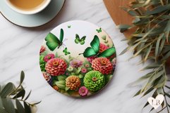 Butterfly Coaster - Zinnia Flower Round Coaster Sublimation Product Image 1