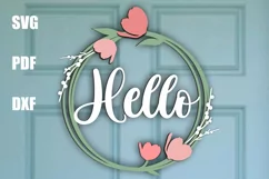 Spring door sign | Hello door hanger | Flower door sign Product Image 1