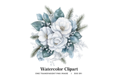 White Camellia Bouquet PNG Frosted Pine Floral Winter Clipar Product Image 1