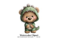 Cute Dinosaur Costume Bear Watercolor Clipart Product Image 1