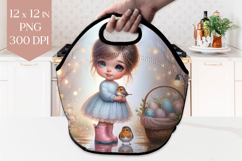 Easter Girl with Bird &amp; Basket Lunch Bag PNG Product Image 1