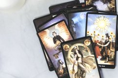 Tarot cards on fortune teller desk. Magic rituals Product Image 1