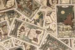 Tarot cards on fortune teller desk. Magic rituals Product Image 1