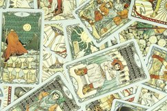 Tarot cards on fortune teller desk. Magic rituals Product Image 1