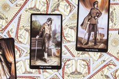 Tarot cards on fortune teller desk. Magic rituals Product Image 1
