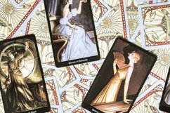 Tarot cards on fortune teller desk. Magic rituals Product Image 1