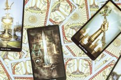 Tarot cards on fortune teller desk. Magic rituals Product Image 1