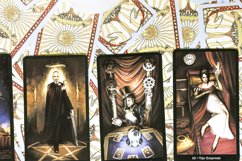 Tarot cards on fortune teller desk. Magic rituals Product Image 1