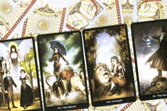 Tarot cards on fortune teller desk. Magic rituals Product Image 1