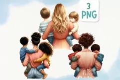 Mother’s Day PNG clipart. African American, Asian, Black Mom Product Image 1