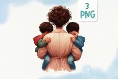Mother’s Day PNG clipart. African American, Asian, Black Mom Product Image 4