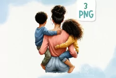 Mother’s Day PNG clipart. African American, Asian, Black Mom Product Image 5