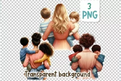 Mother’s Day PNG clipart. African American, Asian, Black Mom Product Image 3