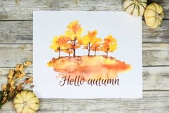 Fall Forest Landscape Creator. Watercolor clipart PNG Product Image 8