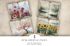 Watercolour Flowers Junk Journal Digital Paper Bi-fold Product Image 1