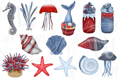 4th of July Mermaids Clipart, USA Summer Graphics, Product Image 7