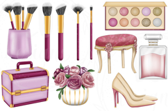 Beauty Makeup Clipart, Glam Girl Spa Graphics, Cosmetics PNG Product Image 7