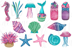 Mermaids Clipart, Summer Graphics, Sea Life Illustrations Product Image 7