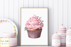Vintage Cupcakes Clipart, Floral Spring Dessert Illustration Product Image 7