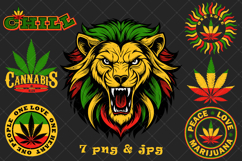 Rasta Colors Cannabis Weed Png Graphics Product Image 1