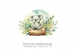 Cute Koala Watercolor Clipart, Australian Wildlife PNG Product Image 1