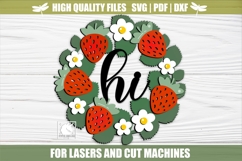 Hi Strawberry Door Wreath SVG | Spring Summer Wreath Sign Product Image 1