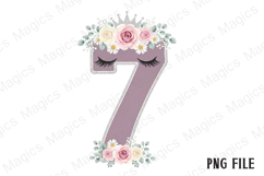 7th Birthday Girl Unicorn Number Clipart Product Image 1