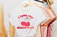 Love you cherry much. Retro Valentine's day quote SVG, PNG. Product Image 3