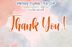 Vintage Floral Tea Cup Sublimation Clipart Product Image 8