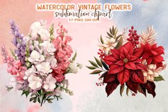 Vintage Flowers Watercolor Clipart Product Image 8