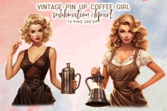 Vintage Pin-Up Coffee Girl Sublimation Clipart Product Image 8
