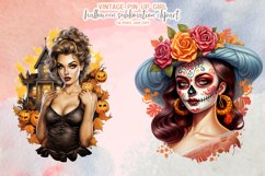 Vintage Pin-Up Halloween Girl Clipart Product Image 8