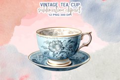 Vintage Tea Cup Sublimation Clipart Product Image 8