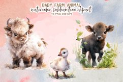 Watercolor Baby Farm Animals Sublimation Clipart Product Image 8