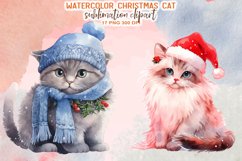 Watercolor Christmas Cat Sublimation Clipart Product Image 8