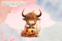 Watercolor Halloween Highland Cow Sublimation Clipart Product Image 8