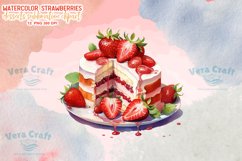 Watercolor Strawberries Desserts Sublimation Clipart Product Image 8
