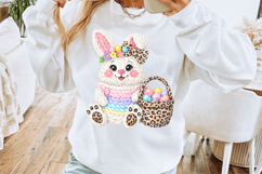 Easter Bunny png, Knit Bunny with Leopard Basket png Product Image 1