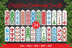 24 Christmas Bookmarks SVG Bundle, Christmas Laser Cut Product Image 1
