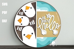 Hi Hey Hello Seagull Door Hanger SVG | Funny Beach Sign Product Image 1