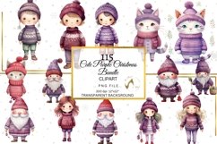 Cute Purple Christmas Clipart Bundle Scandinavian art Product Image 6