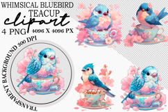 Whimsical Bluebird Teacup Clipart Product Image 1