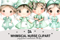 Whimsical Nurse PNG Clipart png Watercolor Clipart png Product Image 1
